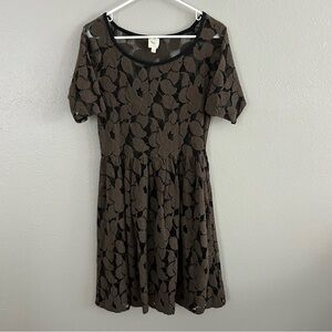 Anthropologie Weston Wear Unconditional Osier Brown Lace Fit & Flare Dress Sz M